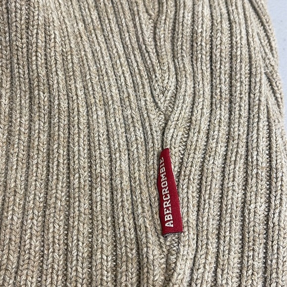 Abercrombie & Fitch Men's Muscle Pullover 1/4 Zip Tan Khaki Sweater Size XL Knit - Picture 11 of 11